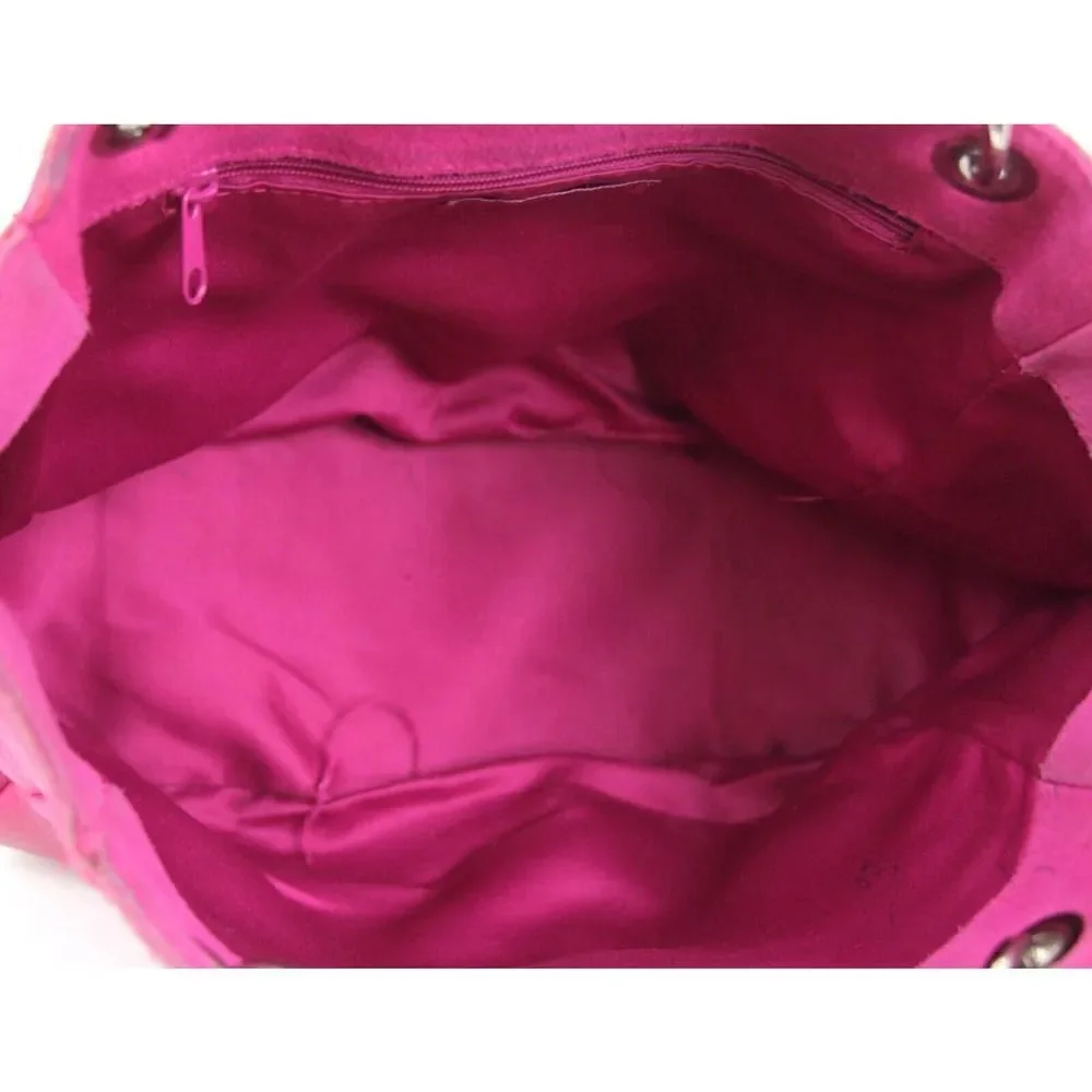 ROOMY BATH & BODY WORKS MAGENTA FAUX LEATHER SUEDE TOTE BOHO SHOULDER BAG PURSE